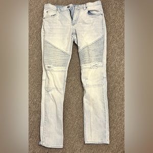 Light Blue Ripped Biker Jeans